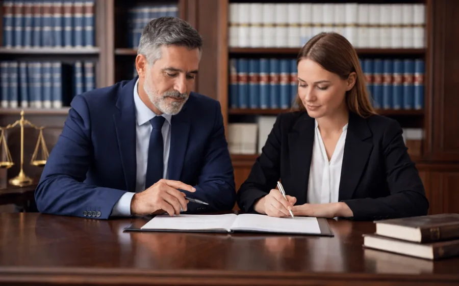 Avvocato penalista con una cliente durante la preparazione della difesa